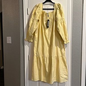 Yellow Puff Sleeve Maxi Dress